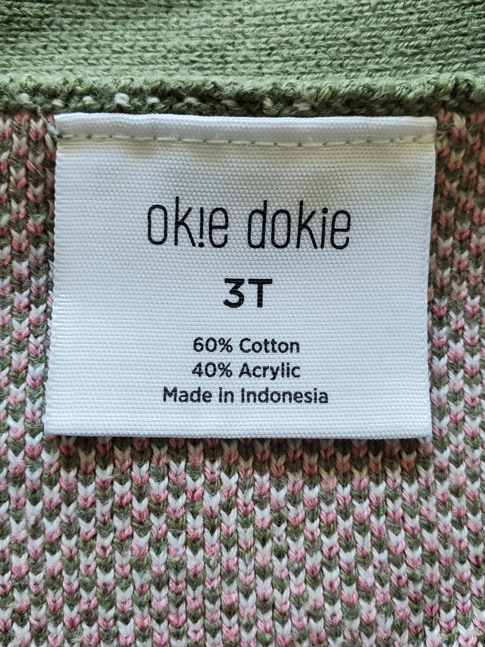okie dokie Green Knit Cardigan. Size 3T - Picture 4 of 4